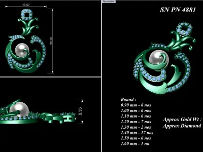 Pendant Earrings combo - 4881 3D print model