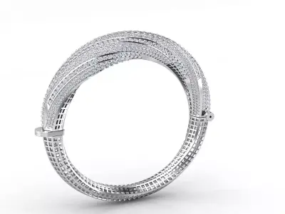 Btwist gold bangle with diamonds 3D print model