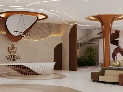 Modern hotel reception - interior designed 3D model