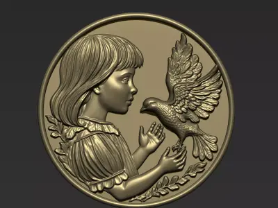 Little Girl and A Pigeon A6 3D print model