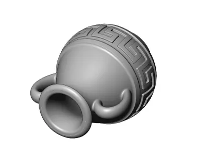 Greek key pattern roman urn and vase 3D print model