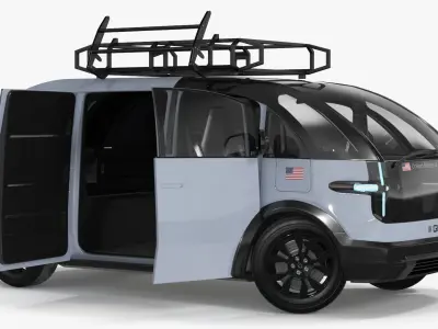 Electric Minivan Canoo Van Delivery Light Blue Rigged for Maya 3D model