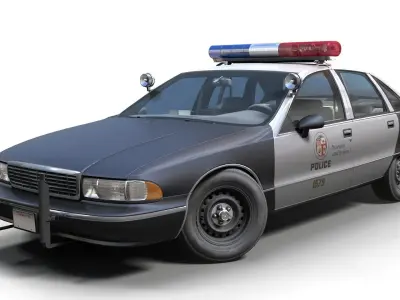 90s generic police car Low-poly 3D model
