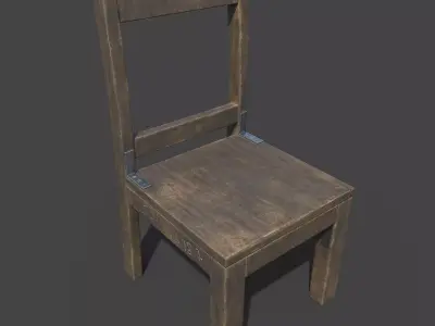  old wooden chair game asset  Low-poly 3D model