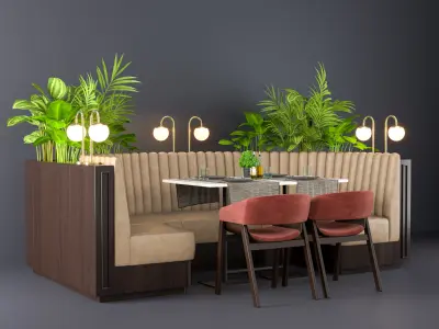 Restaurant seat U type 3D model