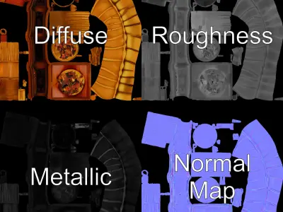 Vintage Gramophone D Model Pack Low-poly 3D model