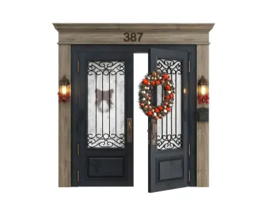 New Year French door entry 3D model
