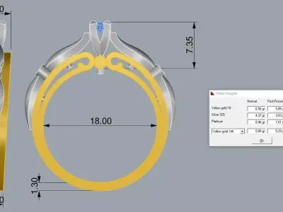Elegant Diamond Ring Jewelry  Gold 3D print model