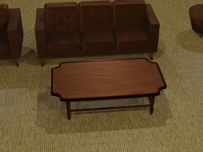 Furniture set coffee table Low-poly 3D model