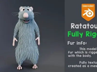 Ratatouille rigged the rat 3D model