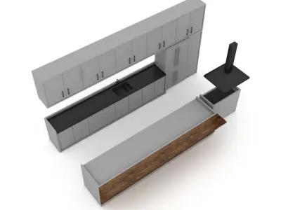 3d modern kitchen design 05 Low-poly 3D model