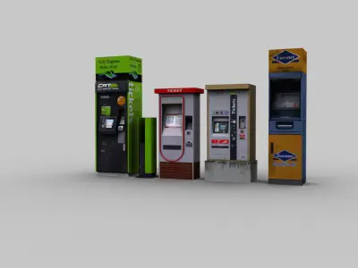 Ticket Machin Pack Low-poly 3D model