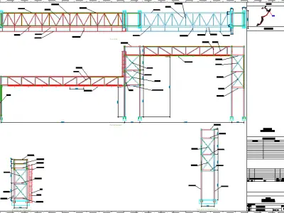 Pipe Bridge 3 levels 44m long 2700mm wide min 6700m clearance 3D model