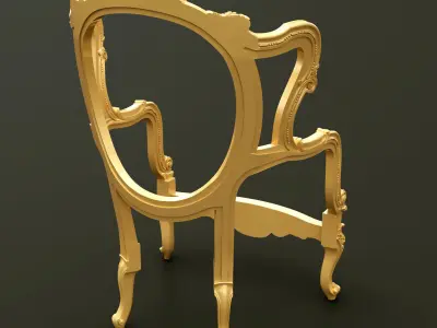 Classic Baroque Style Wooden Chair Base for CNC 3D model