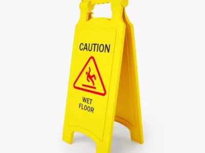 Caution Wet Floor Safety Sign 3D Model 3D model