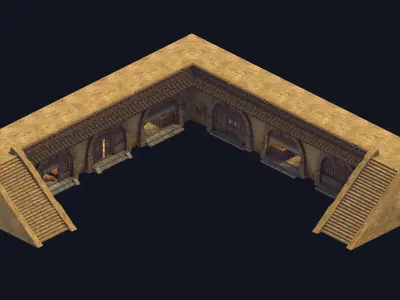 Game Mountain Building - Cave Dwelling - Stairs 3D model