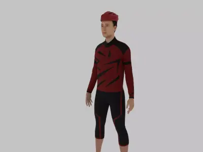 Cyclist Character Low-poly 3D model