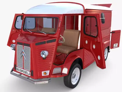 Citroen HY Red with interior 3D model