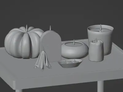 Halloween Candles Pundle with Animated Flame 3D model