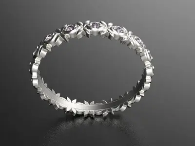 Floral ornament engagement ring 3D print model