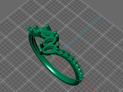 Marquis and Round diamonds wedding band 3D print model