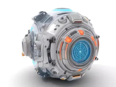 Futuristic Spherical Device Model Pack Low-poly 3D model