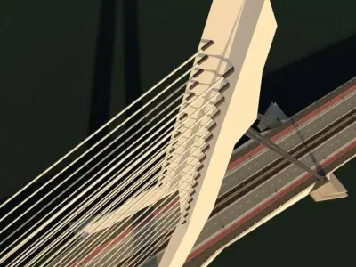 Cable-stayed bridge 3D model