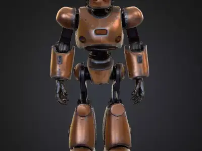 Retro Sci-Fi Robot Low-Poly Game Ready PBR 3D Model 3D print model