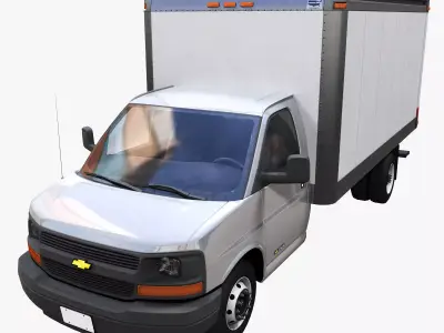 Express box truck Low-poly 3D model