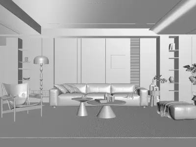 Modern living room 3D model  3D model