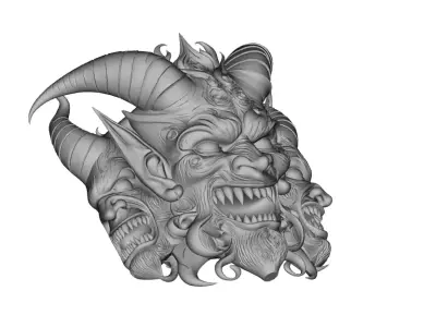 Pendant Devil Head Mask Head Gold Pendant 3D print model