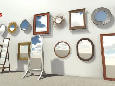 Mirrors Collection for unity game Low-poly 3D model