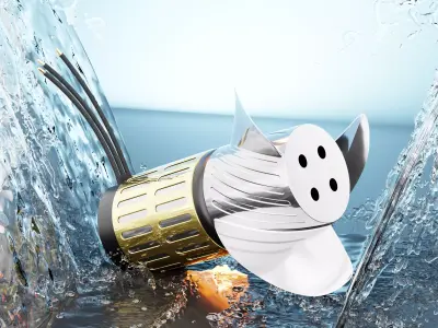 BOAT PROPELLER WITH ENGINE 3D model