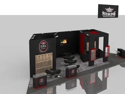 Booth Exhibition Stand 3 Side Open 3D model