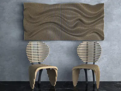 Parametric Wavy Wooden Furniture 20 - CNC files for cutting 3D model