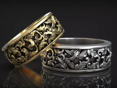 Art Deco Ornate Vintage Royal Pattern Wedding Band 3D print model