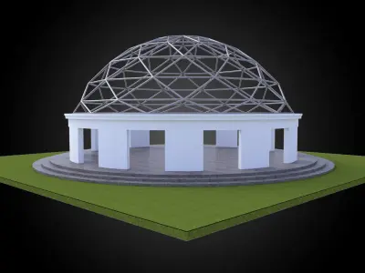 Dome w openings and triangulated wire frame structure  Low-poly 3D model