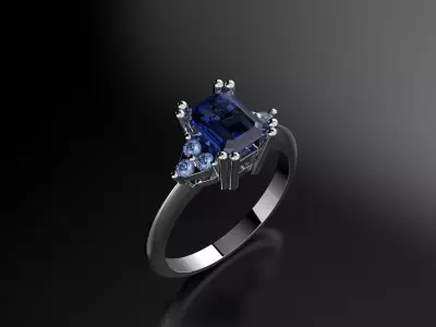 Emerald ring for women 3D print model