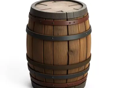 Rustic Wooden Storage Barrel Low-poly 3D model