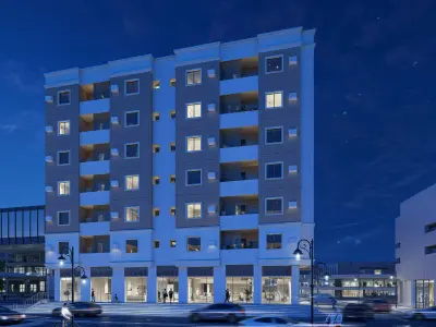 Modern Building - Retail and Apartments REVIT PROJECT 3D model