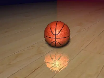 Basketball ball on court Low-poly 3D model