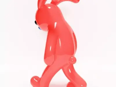  Red Bunny Sad Walker toy 3D print model