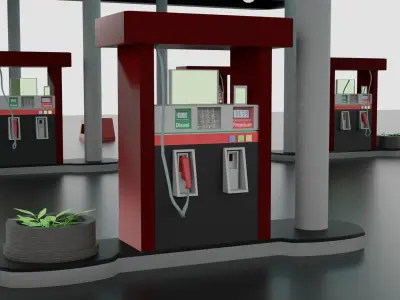 Gas Station  Free low-poly 3D model
