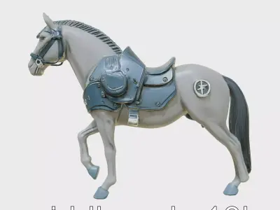 Armored Horse Model with Detailed Metal Plates Low-poly 3D model