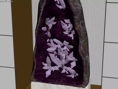 Luxury Interior with Amethyst Crystal Geode Decorative Art 3D model