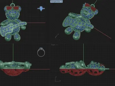 teddy pendant 3D print model