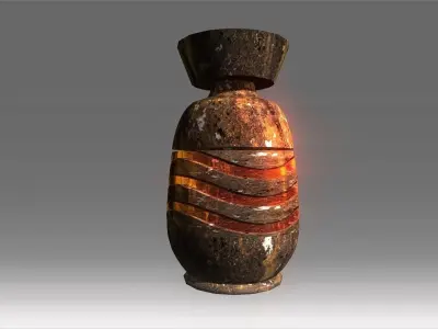 Ancient Reflection digged line pot Low-poly 3D model