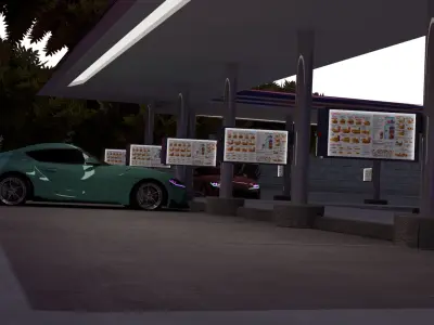 Sonic Drive Through - Fast Food Restaurant - Scene Low-poly 3D model