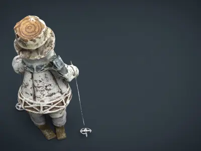 Snowman Skiing Low-poly 3D model