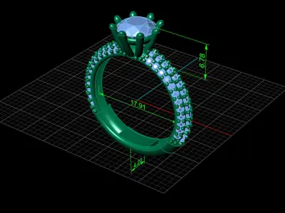 STL 3DM Print Ready Women Diamond Ring Lightweight Printable  3D print model 178